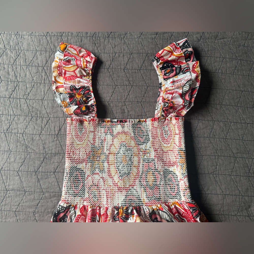 NWT BTB Los Angeles Smocked 100% cotton Flutter Sleeve Maxi Dress Size medium - Picture 10 of 16